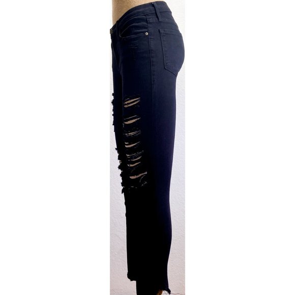 FRAME Black Distressed Ripped Zip Multipocket Skinny Jeans, Sz. 28 - Picture 5 of 14